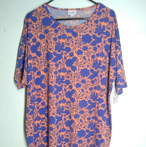 LuLaRoe Irma Tunic Top Size M Pink & Blue Floral - Picture 2 of 7